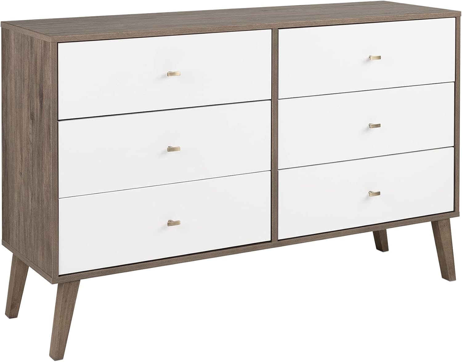 Prepac – Cómoda Milo Mid Century Modern, 6 cajones, multicolor