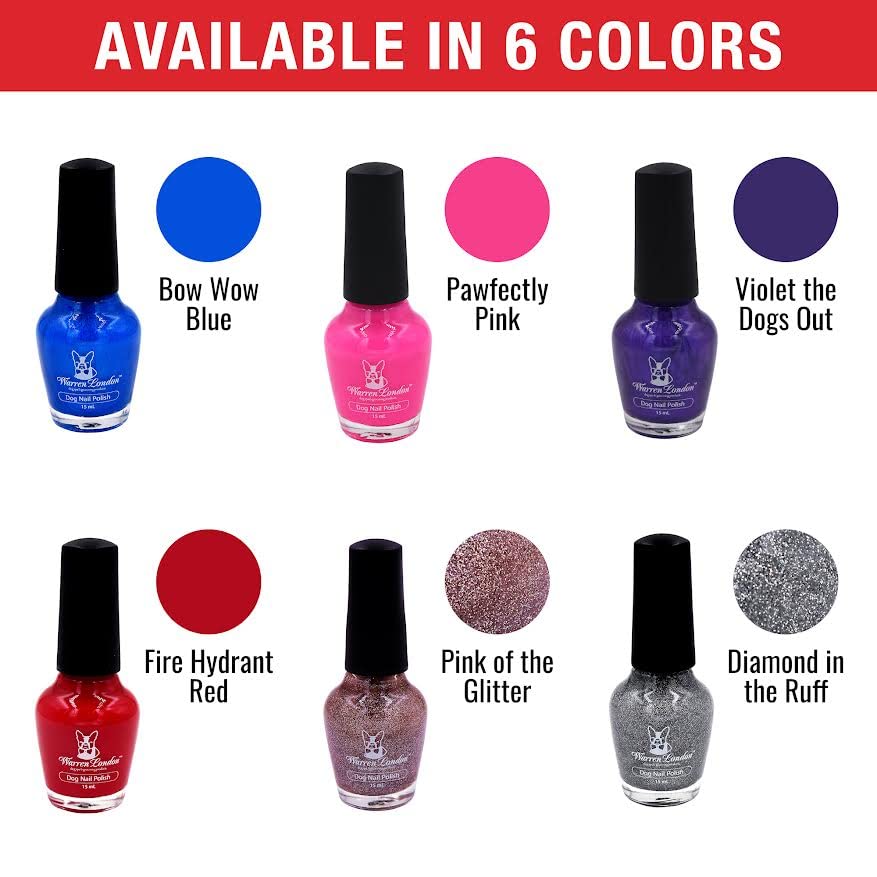 Warren London Esmalte de uñas para perros en una botella, cobertura y color premium, fabricado en Estados Unidos, rojo