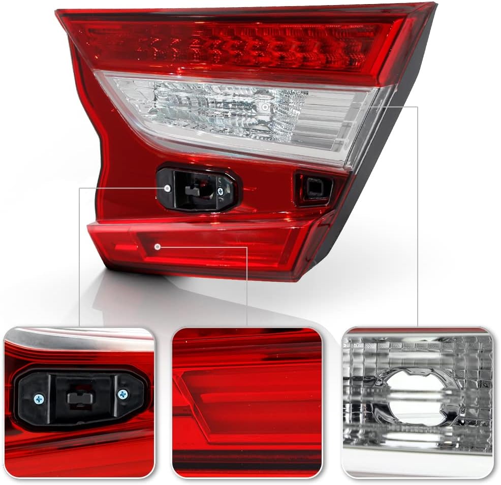 VIPMOTOZ Lámpara de freno de luz trasera interior de estilo de fábrica compatible con Honda Accord 2018-2022, carcasa cromada, lente transparente,