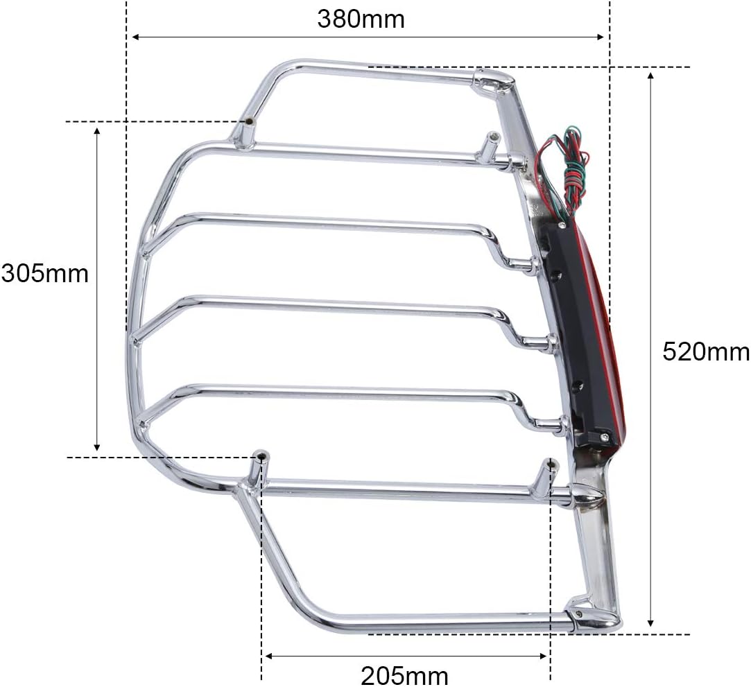 XFMT Cromo Tour Pack maletero Portaequipajes con luz LED para Harley Air Wing Style Touring Road King Electra Street Glide 1993-2013