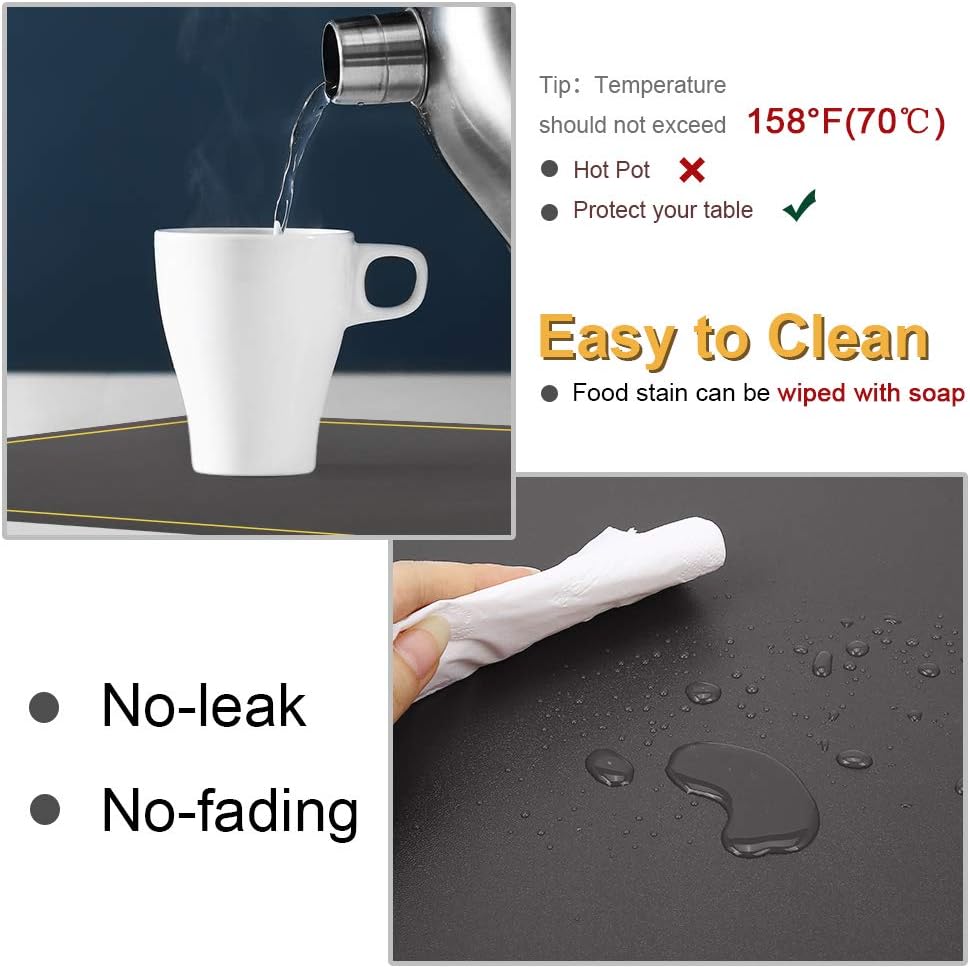 WEHVKEI – Juego de 4 manteles individuales grises impermeables, lavables para interiores, mesa de comedor, hogar, cocina, cena, manteles
