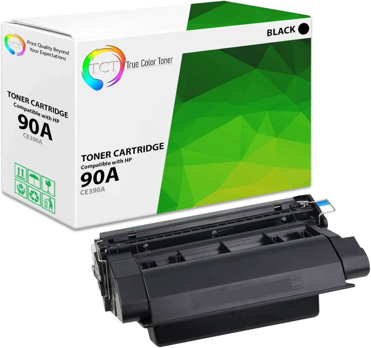 TCT Cartucho de tóner de repuesto prémium compatible con impresoras HP 90A CE390A, color negro, funciona con HP Laserjet Enterprise M4555 MFP, 600