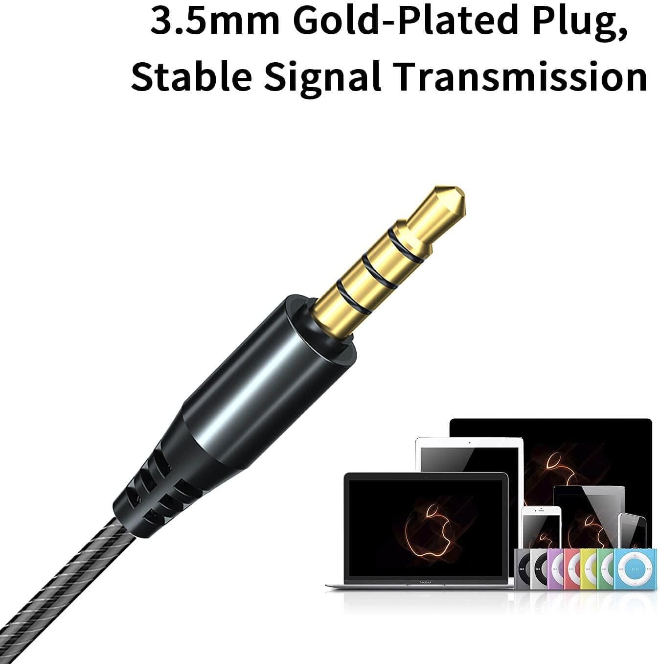 Holiper Auriculares deportivos con cable con ganchos para los oídos, auriculares estéreo con cable de doble conductor extra bajo con micrófono,