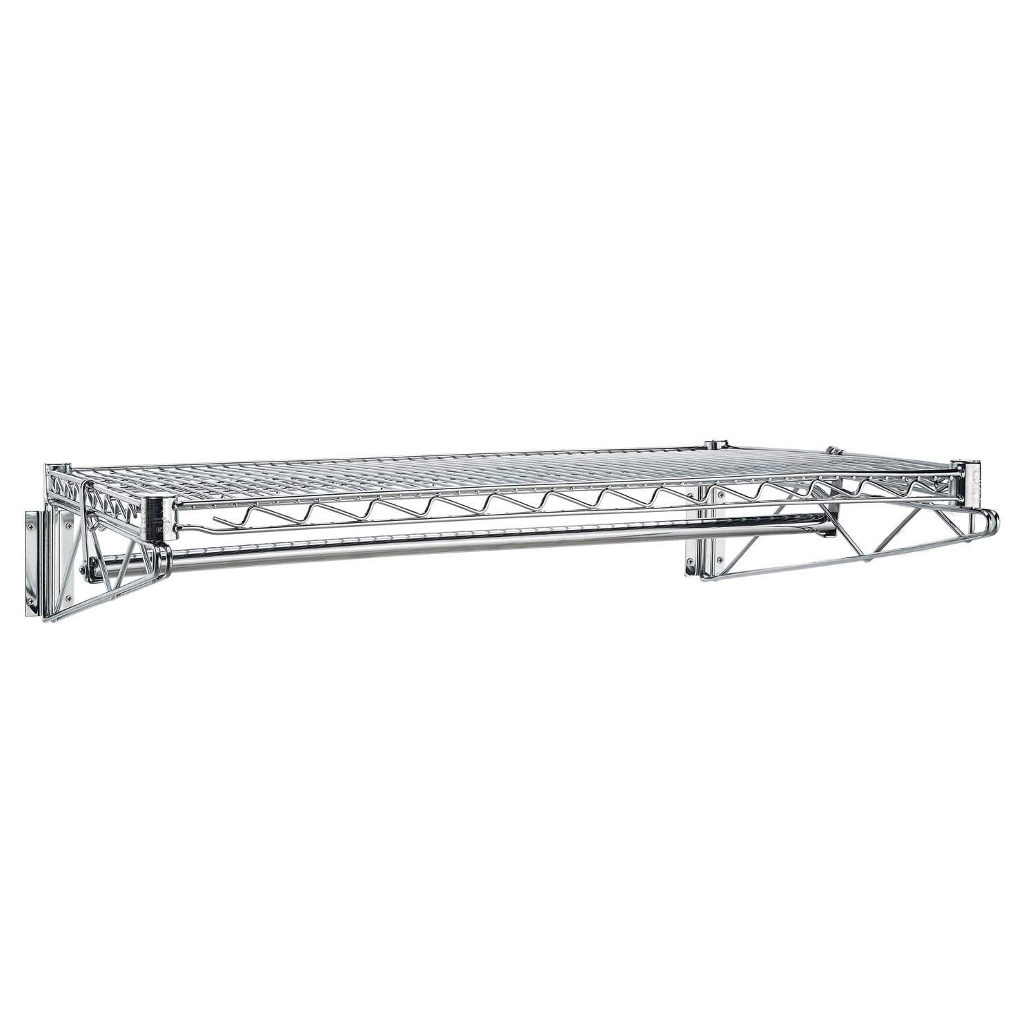 Nexel Perchero comercial para montaje en pared con barra, 152.4cmde ancho x 60.96cmde profundidad x 15.24cmH, alambre de acero cromado duradero, 36