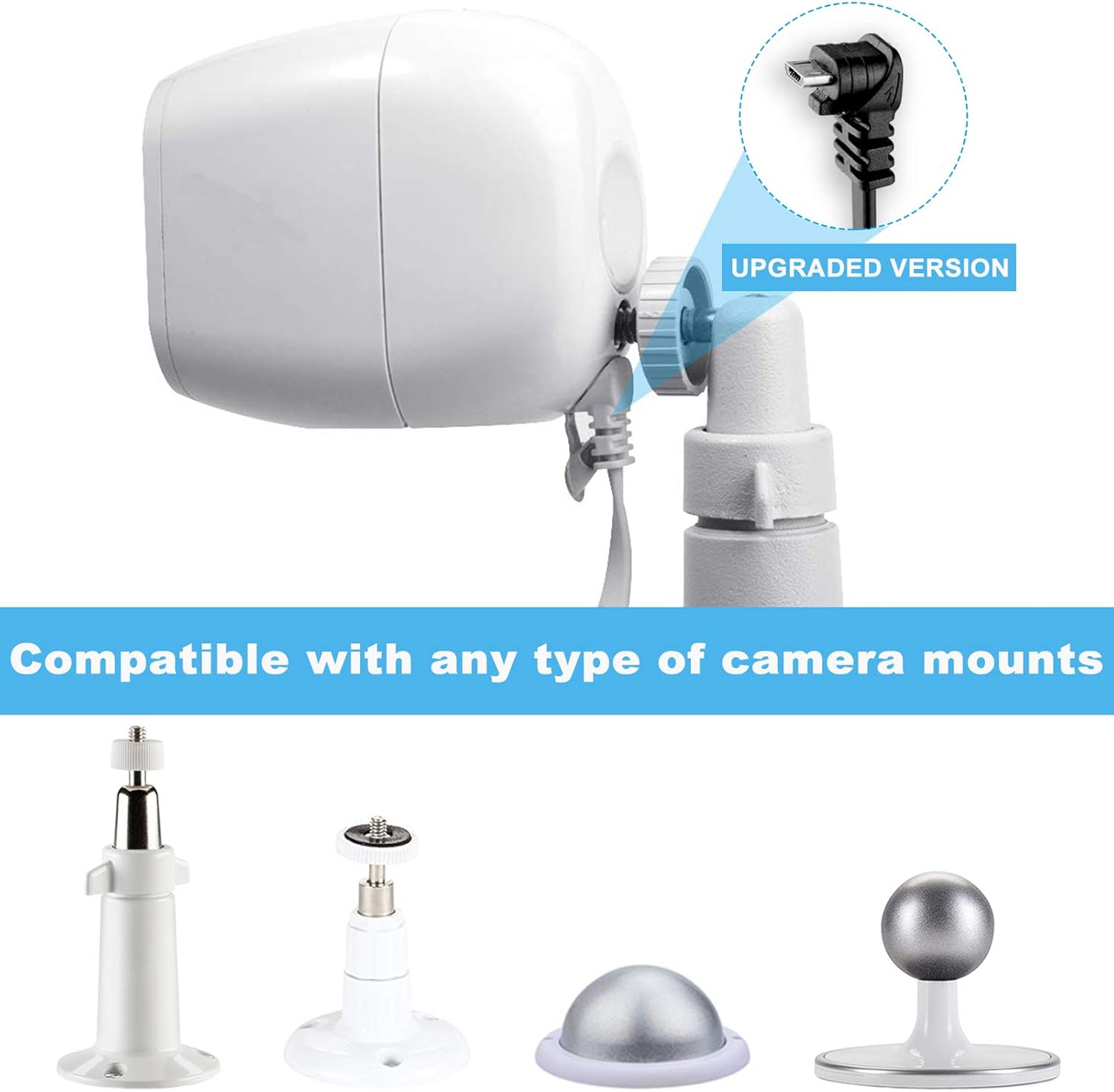 Cable de alimentación de exterior resistente a la intemperie de 40 pies para Arlo Pro y Arlo Pro 2, con adaptador de corriente de carga rápida 3.0
