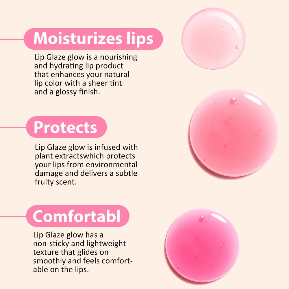 evpct Juego de 3 unidades de brillo labial teñido con aceite de labios color melocotón fresa, rojo cereza y cereza para mujeres y niñas, paquete de