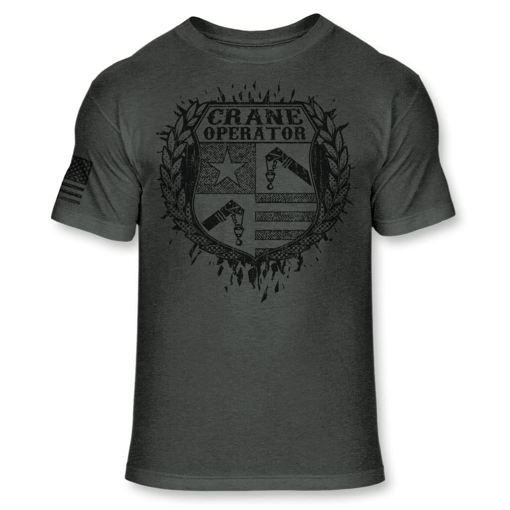 Crane Operator Crest T-Shirt – Crane Operator Coat of Arms Shield Shirt – USA Crane Badge Emblem Logo Tee – Athletic blend T-Shirt – A227