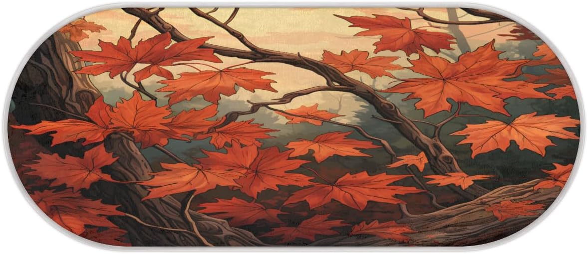 cfpolar Autumn Maple Leaves Branches Bathroom Rugs Non-Slip Bath Rug Microfiber Bath Mat Absorbent Kitchen Mats and Rugs Machine Washable Oval Plush