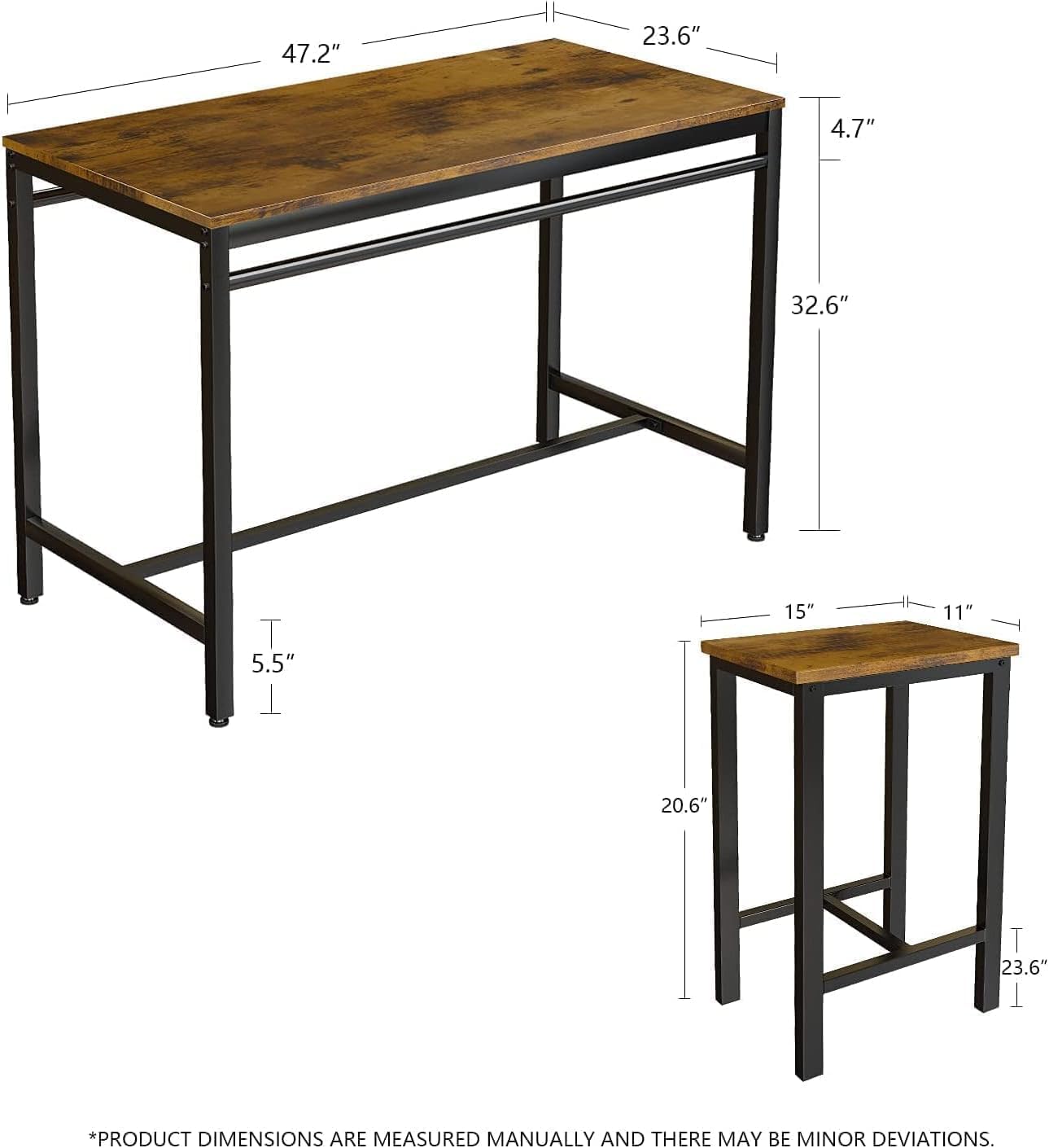 Hooseng Juego de mesa de comedor de 5 piezas, mesa de comedor moderna de altura de barra y juego de bar con 4 sillas, juego de mesa de cocina y