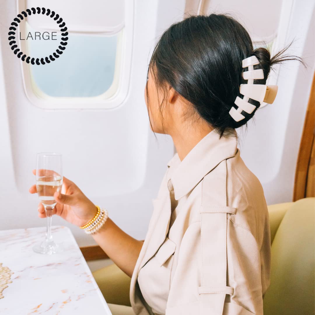 TELETIES – Pinza para el pelo grande – Agarre fuerte, dientes flexibles, cómodo diseño curvado – Ideal para cabello grueso – Para todas las texturas