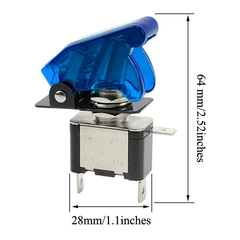 WMYCONGCONG Interruptor de palanca de diodo emisor de luz de 12 V 20 A, control SPST para coche, azul, rojo, verde, blanco, amarillo, morado, 6