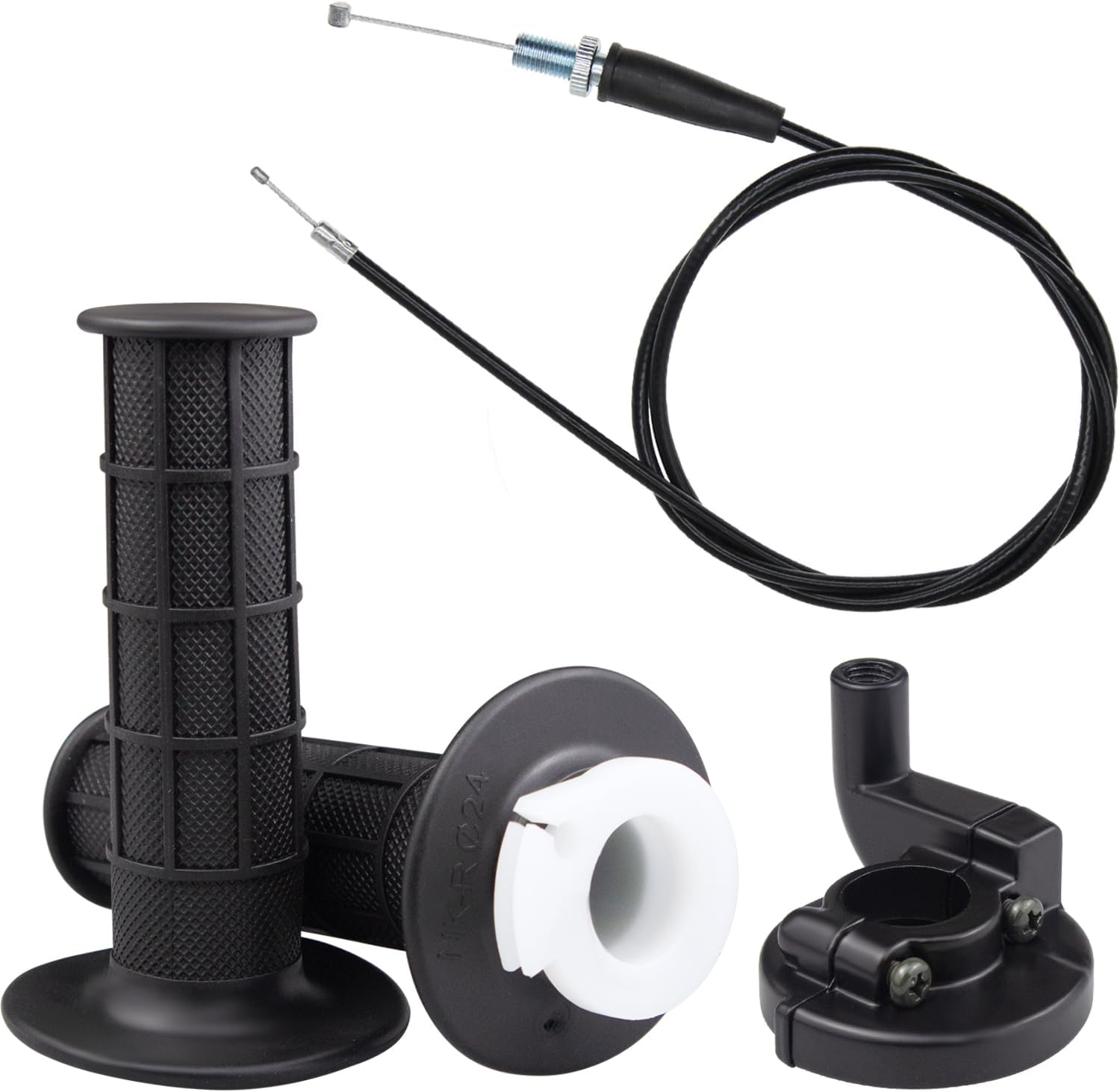 Empuñaduras de mango del acelerador (para barra de mano de 0.866 in) y cable del acelerador (50 pulgadas) piezas de repuesto para ATV Quad Pit Bike