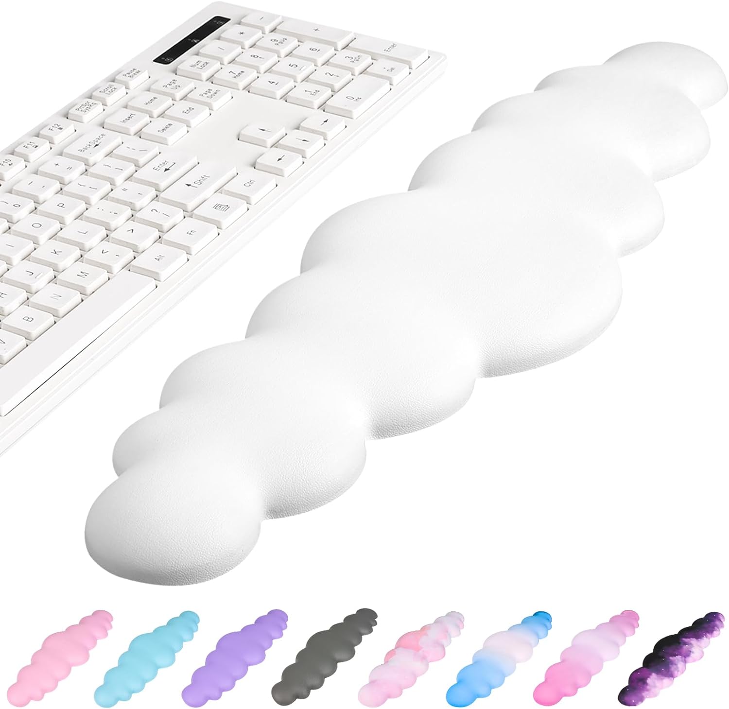 VAIPI Reposamuñecas para teclado, almohadilla de piel sintética para teclado de nube, reposamuñecas con base antideslizante para aliviar el dolor de
