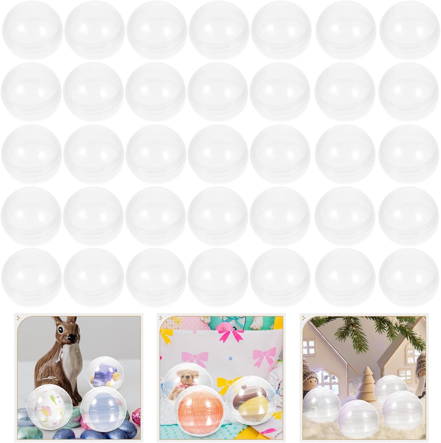 Artibetter 50 cápsulas de máquina de chicles vacías redondas cápsulas transparentes pequeñas de plástico para máquinas expendedoras vacías, caja de