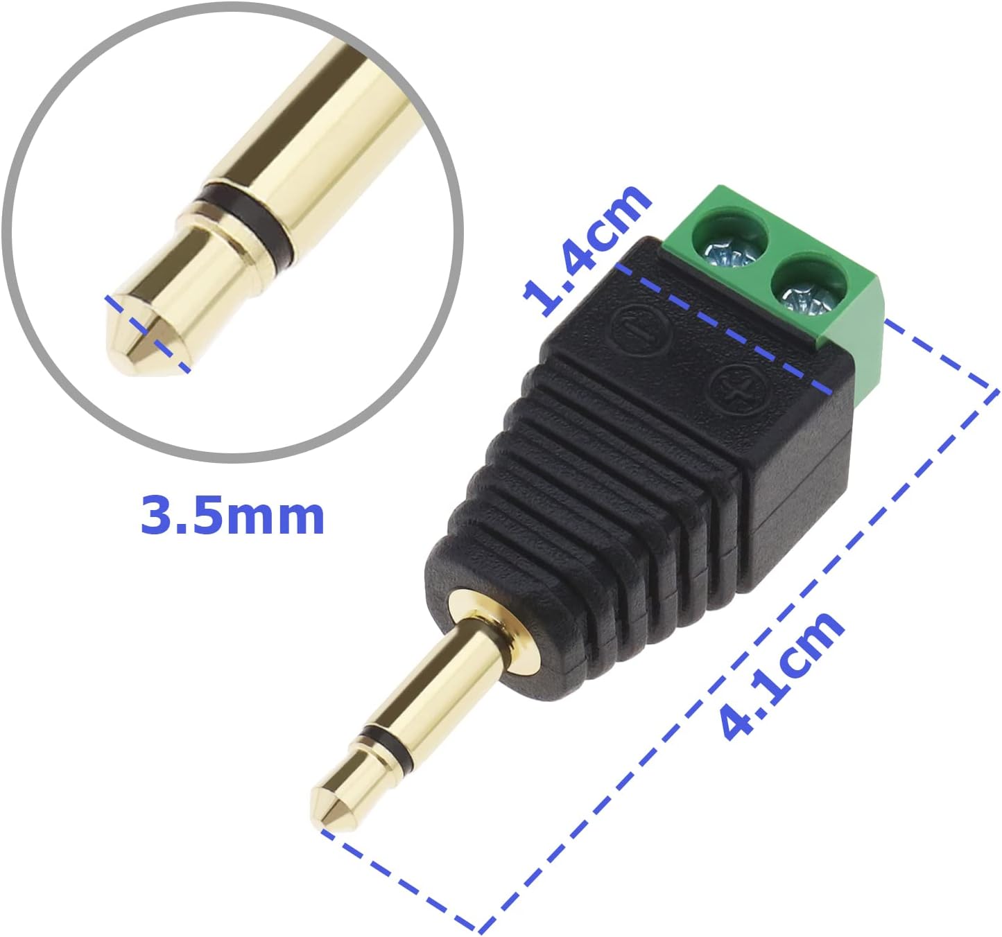 eMagTech Conector de alimentación macho sin soldadura de 0.138 in, bloques de terminales de tornillo mono de 0.138 in, accesorios para micrófono,