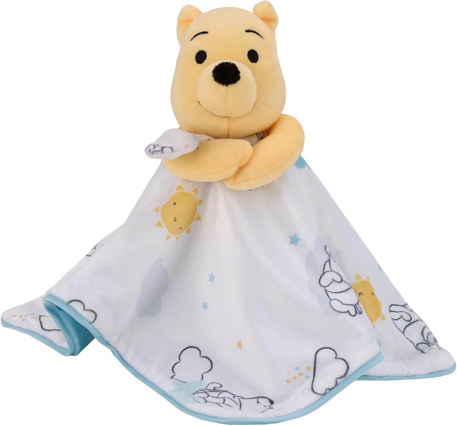 Disney Winnie The Pooh – Juego de 2 piezas de manta de bebé Sherpa súper suave y manta de seguridad para bebé, color blanco, amarillo y aguamarina