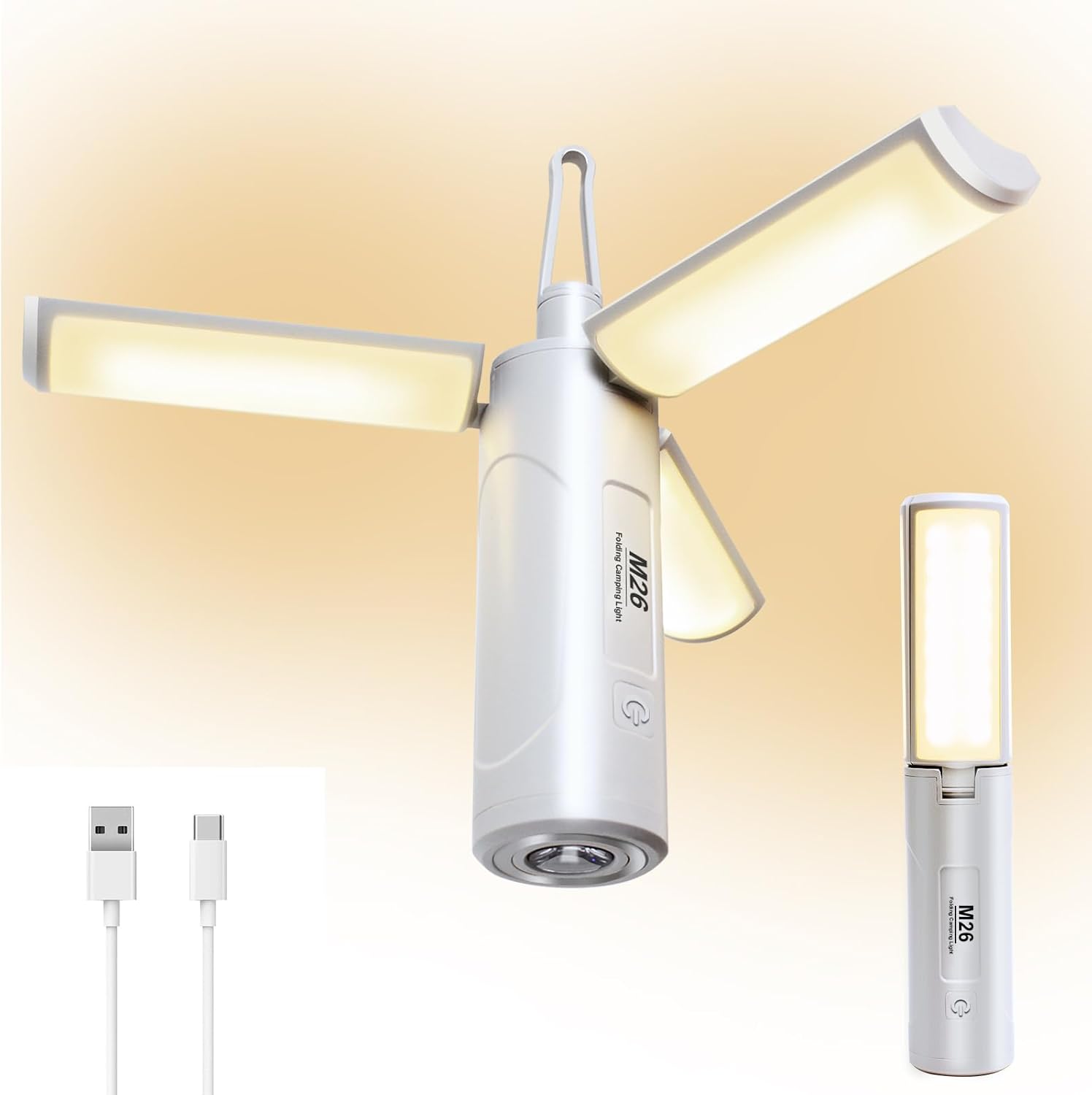 Linterna plegable recargable para campamento, 3 modos de iluminación con batería recargable de 3500 mAh, IP65 impermeable linterna portátil para