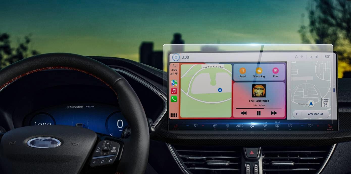 SATIS – Protector de pantalla compatible con Ford Escape 2023, pantalla táctil de 13.2 pulgadas, antiarañazos, sin burbujas, vidrio templado de