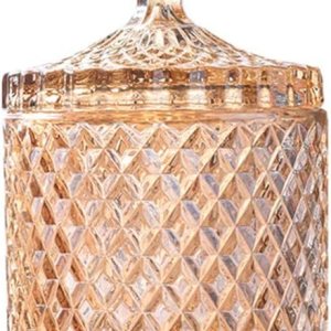 Home – Juego básico de organización de almacenamiento de alimentos, tarro facetado de diamante de cristal con tapa de cristal, adecuado como plato Home – Juego básico de organización de almacenamiento de alimentos, tarro facetado de diamante de cristal con tapa de cristal, adecuado como plato