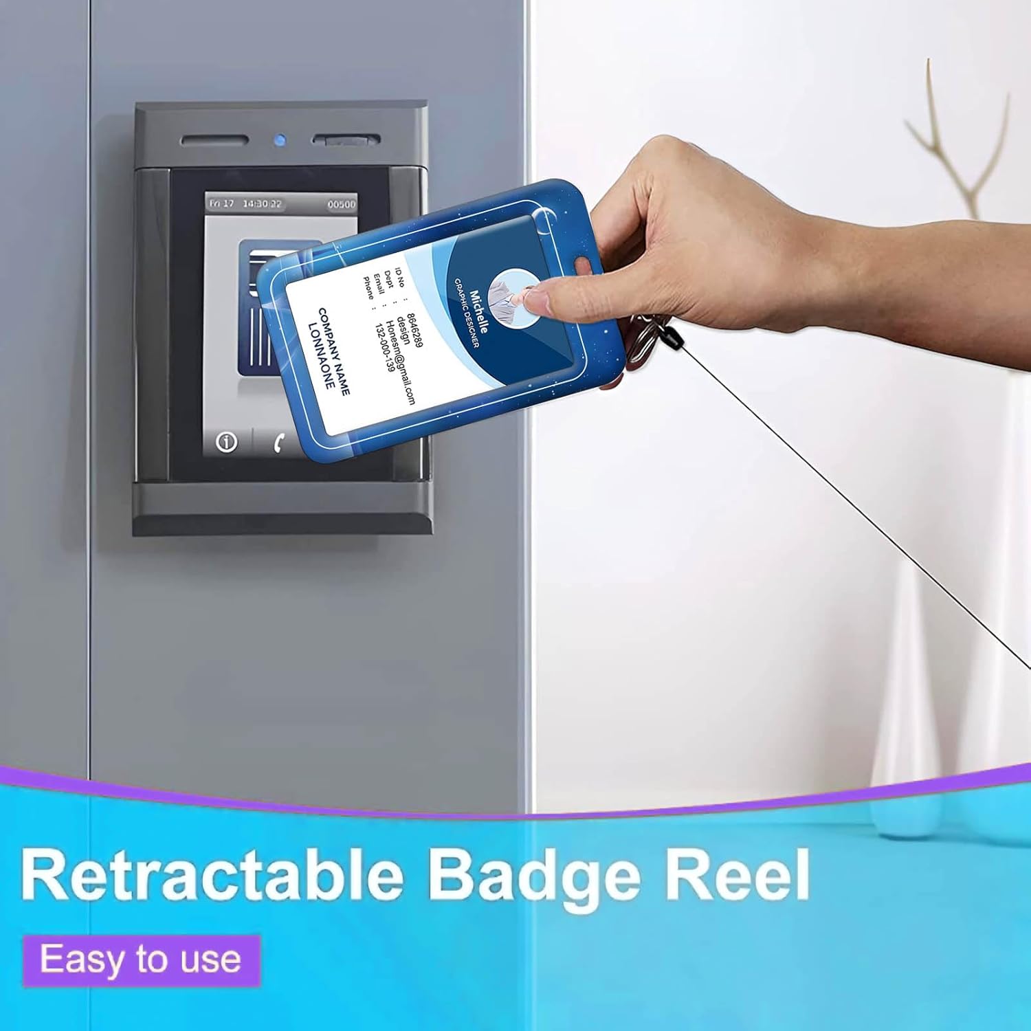 Soporte para tarjetas de identificación con cordón, carrete retráctil con clip giratorio para cinturón y cordones desmontables, carretes protectores