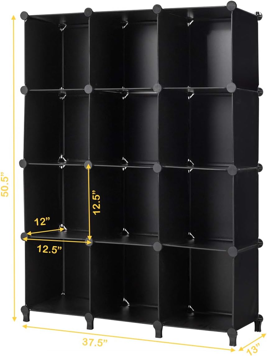 Tangkula Organizador de almacenamiento de 12 cubos, gabinete de plástico PP con marco de acero inoxidable, sistema de almacenamiento modular