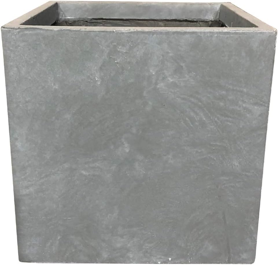 10″ W cuadrado gris pizarra ligero hormigónfibra de vidrio interior al aire libre elegante plantador moderno