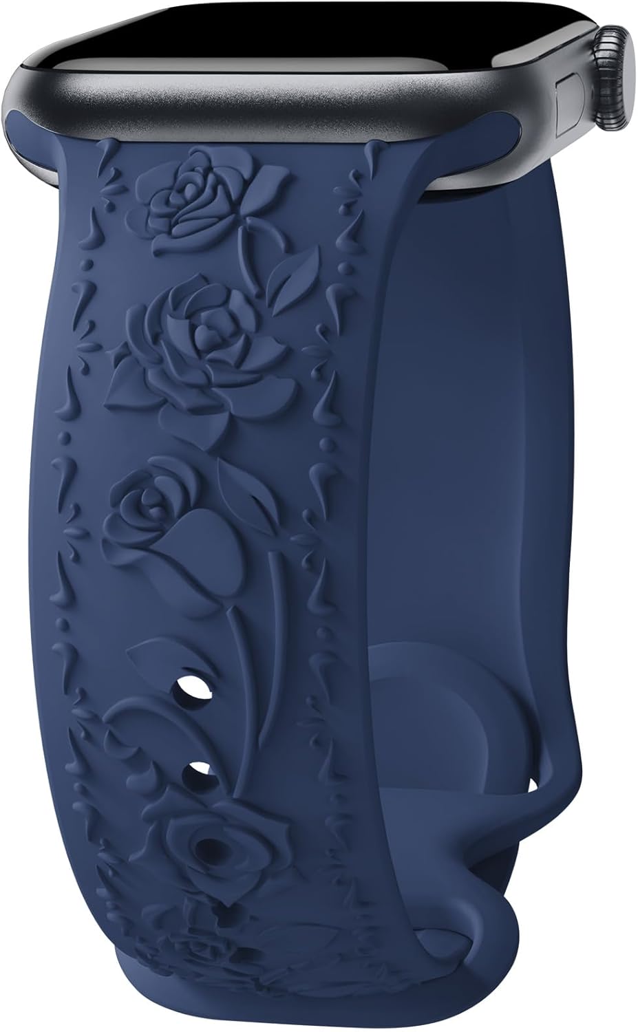 Correa de silicona suave con grabado floral compatible con Apple Watch Band de 1.575 in, 1.614 in, 1.496 in, 1.654 in, 1.732 in, 1.772 in y 1.929 in