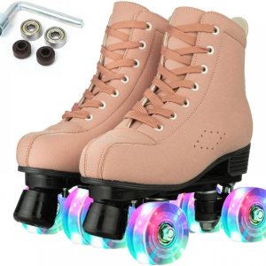 Comeon Patines clásicos para mujer, unisex, de caña alta, de 4 ruedas, patines de doble fila para niños y niñas Comeon Patines clásicos para mujer, unisex, de caña alta, de 4 ruedas, patines de doble fila para niños y niñas