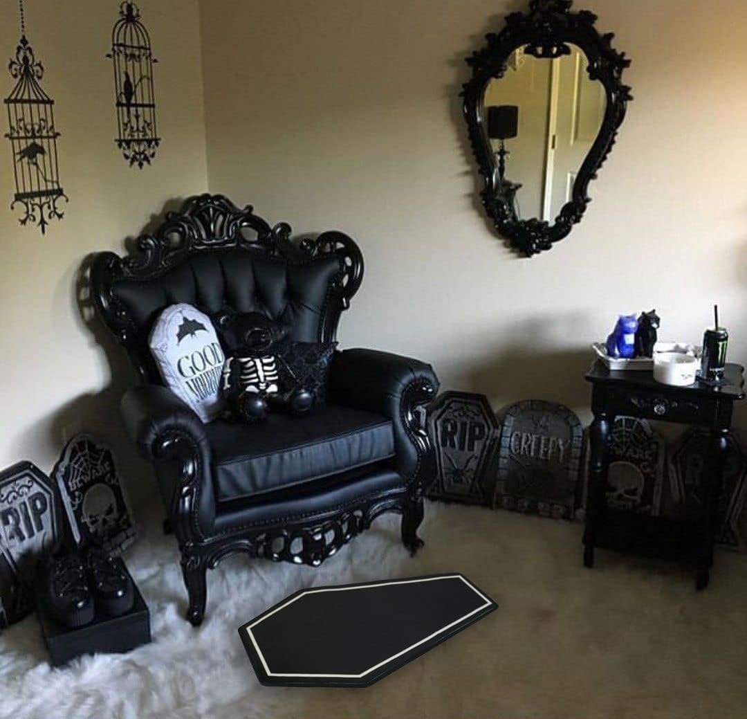 Tapete de baño con forma de ataúd, decoración gótica del hogar, decoración gótica de terror para baño, dormitorio, cocina, tapete de baño sangriento