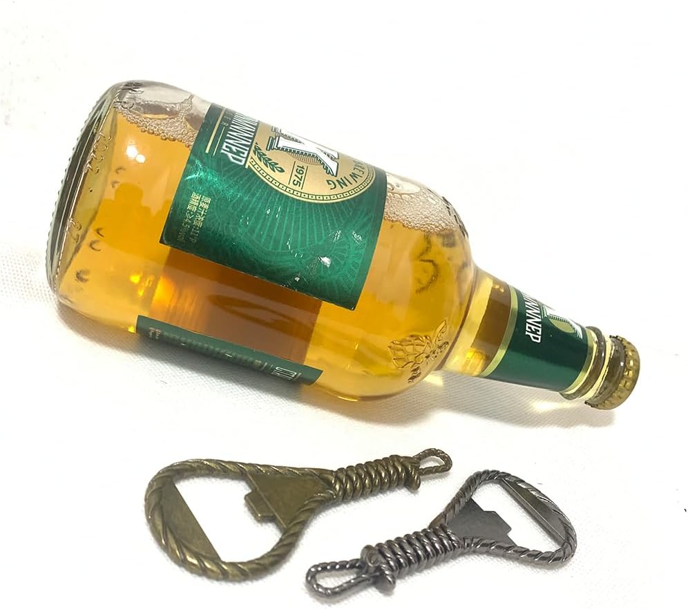 Paquete de 2 abridores de botellas, abridor de cerveza de metal creativo adecuado para el hogar, cocina, restaurante y bar (negro)