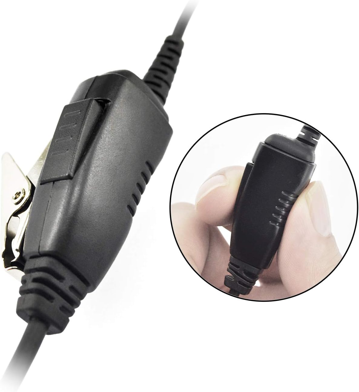 PROMAXPOWER Auricular de tubo transparente acústico de seguridad FBI de 1 cable con micrófono PTT para radios bidireccionales Motorola PMLN7157A,
