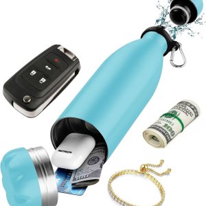 Botella de agua Diversion Safe – Botella de acero inoxidable azul con compartimento oculto para tarjetas, llaves, dinero en efectivo y objetos de Botella de agua Diversion Safe – Botella de acero inoxidable azul con compartimento oculto para tarjetas, llaves, dinero en efectivo y objetos de