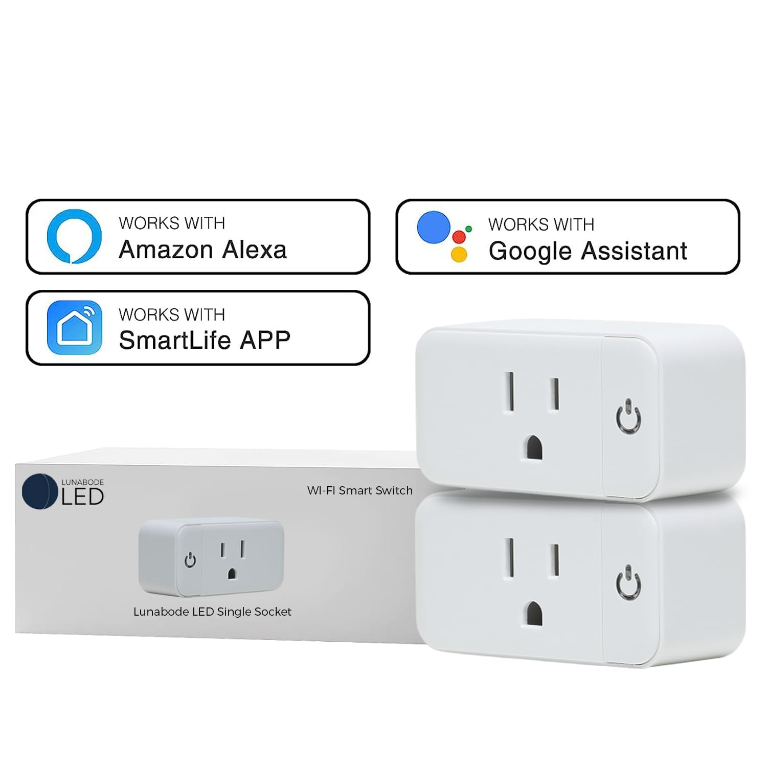 Enchufe inteligente  Paquete de 2 enchufes Wi-Fi para el hogar inteligente funciona con Echo, Alexa y Google Home  Enchufe inteligente para el hogar