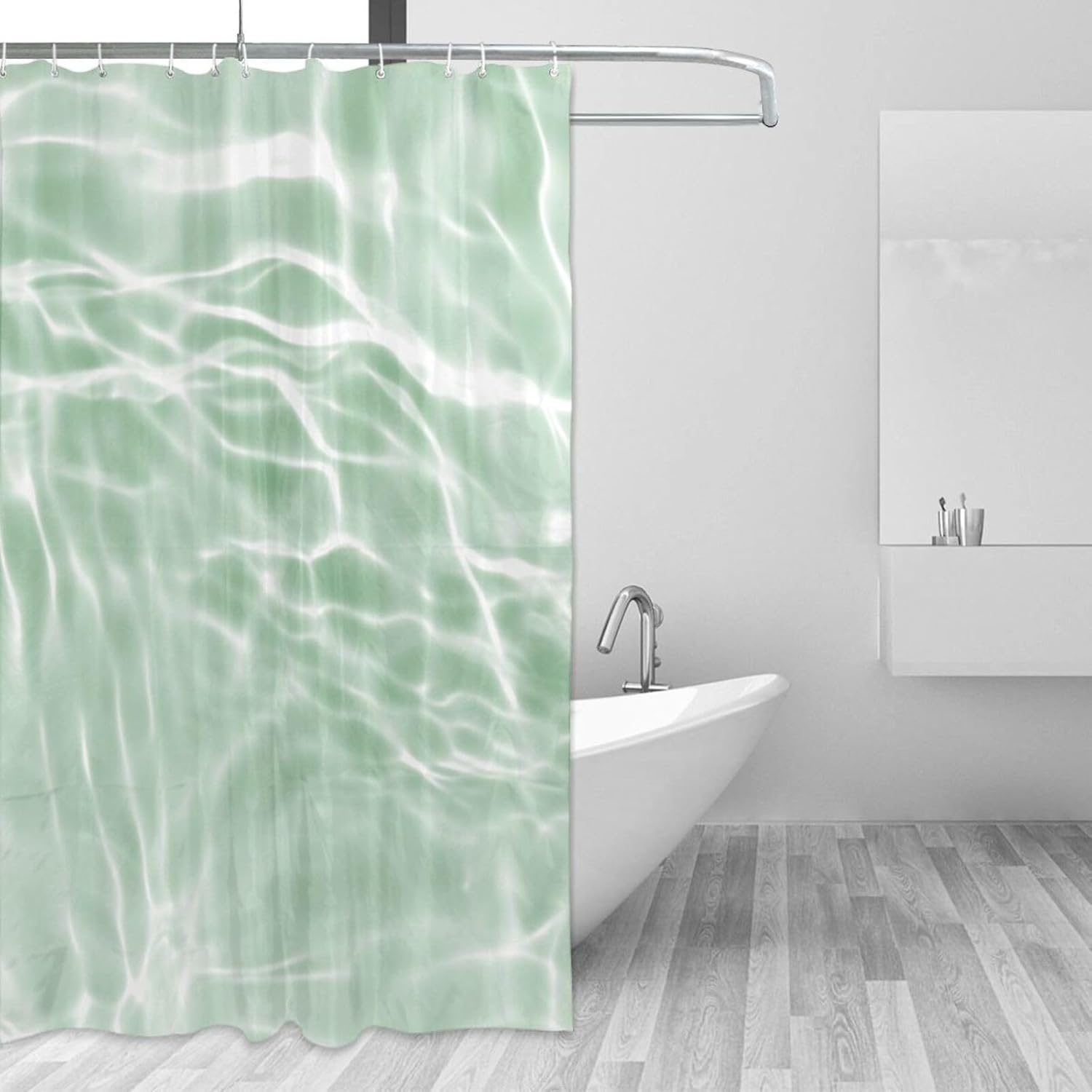 Cortina de ducha de plástico con ondas de piscina, 72 x 72 pulgadas, cortinas de ducha extra largas para baño, juego de cortinas de baño con