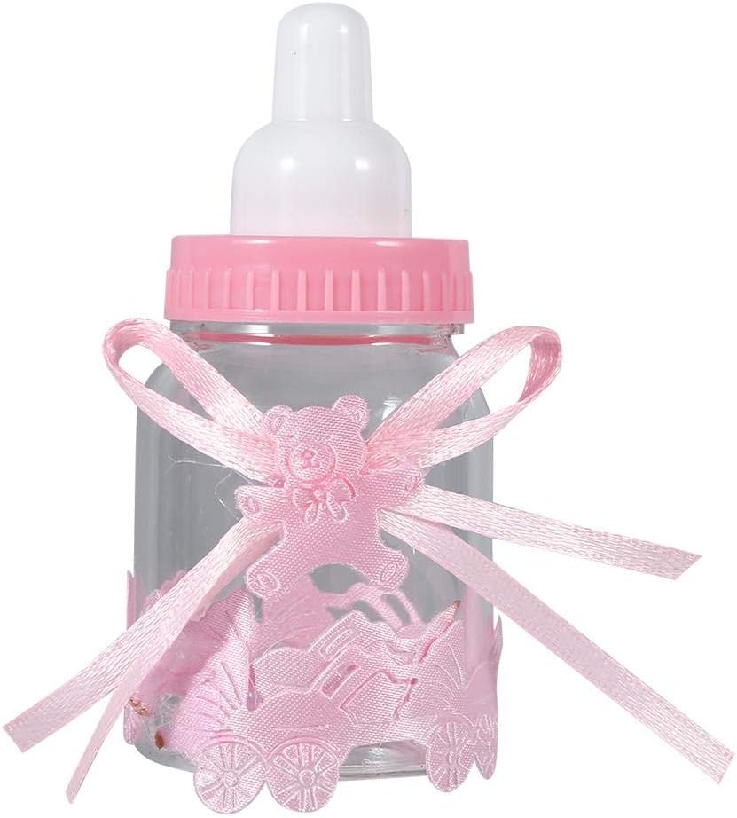 12 botellas de chocolate para baby shower, caja de botellas de chocolate para niñas y niños, regalos de fiesta de baby shower, decoraciones (rosa)