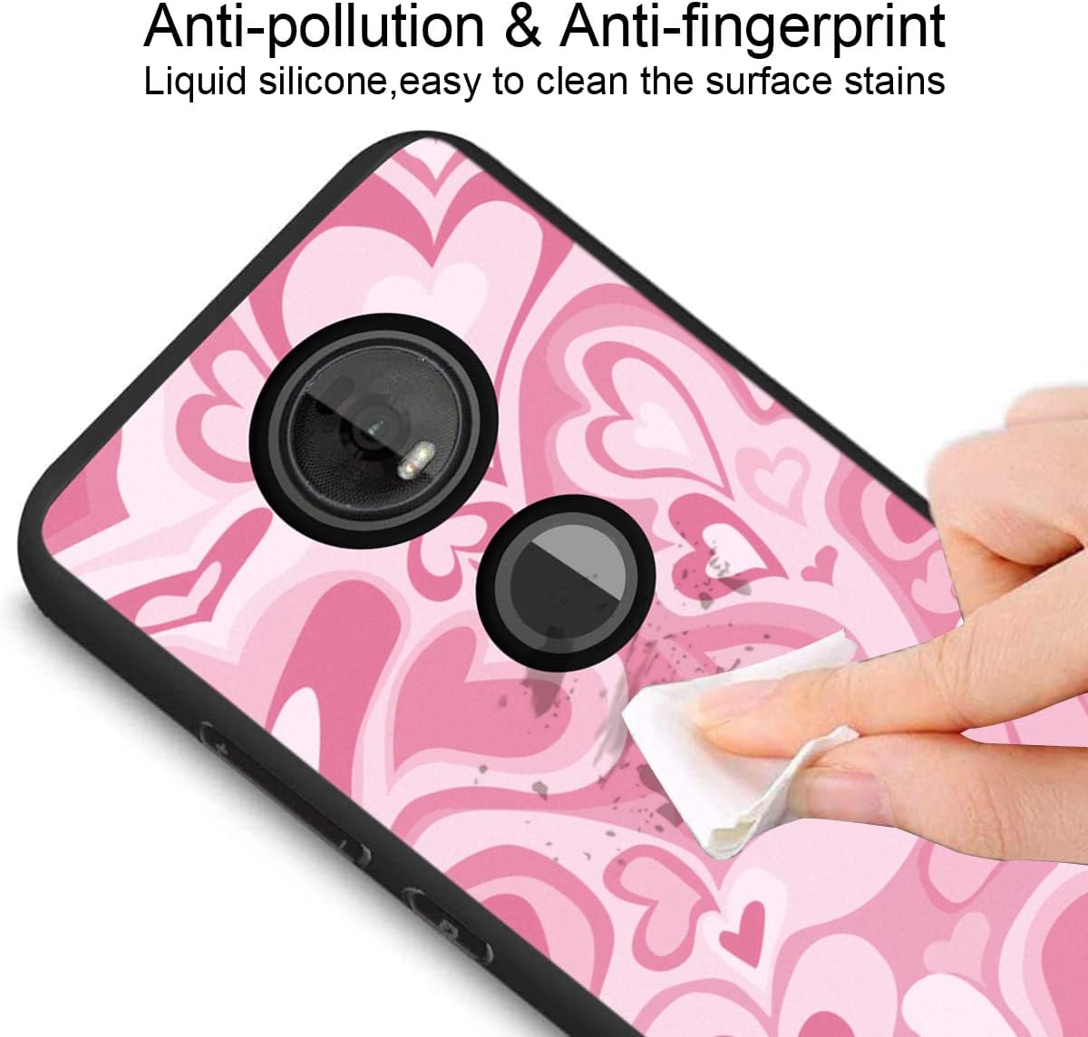 Funda para teléfono Motorola Moto Z4, diseño de corazón de amor rosa irregular, pastel, estética, linda, a prueba de golpes, antideslizante,