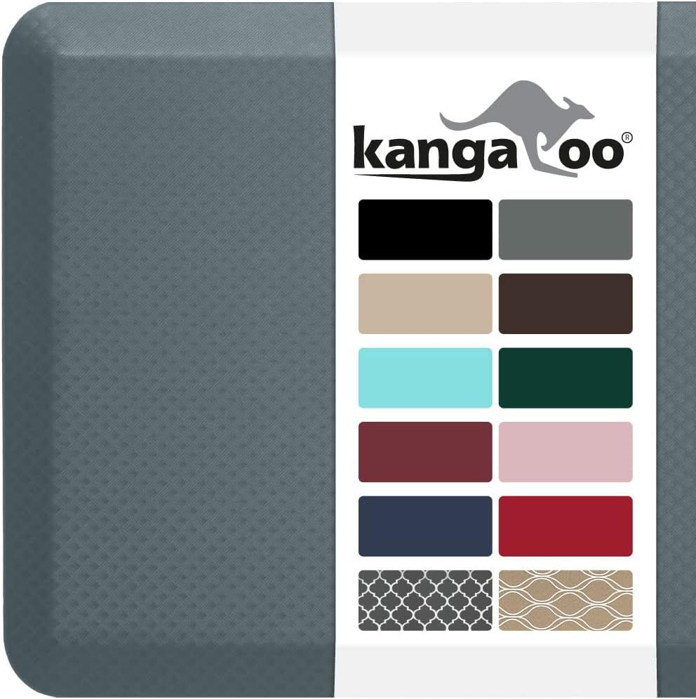 Kangaroo – Alfombrilla de cocina antifatiga de 1,9cm (34pulgadas), sin ftalatos, no tóxica, ergonómicamente diseñada para el suelo, alfombras para