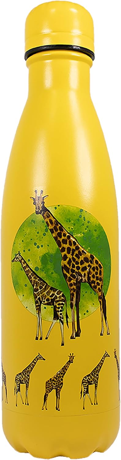 NatureVac Giraffe – Botella de agua de acero inoxidable con aislamiento térmico de 17 onzas, la bebida se mantiene caliente durante 12 horas y fría