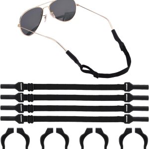 Correa para lentes, 4 cordones ajustables para lentes y 4 pares de lentes para las piernas, agarre para gancho para las orejas, antideslizante, sin Correa para lentes, 4 cordones ajustables para lentes y 4 pares de lentes para las piernas, agarre para gancho para las orejas, antideslizante, sin