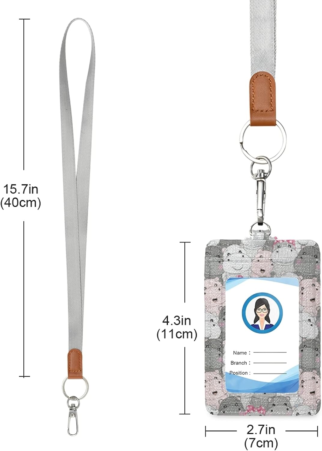 Soporte para tarjetas de identificación de piel sintética con 1 ventana de identificación transparente, 2 ranuras para tarjetas de crédito (lindo