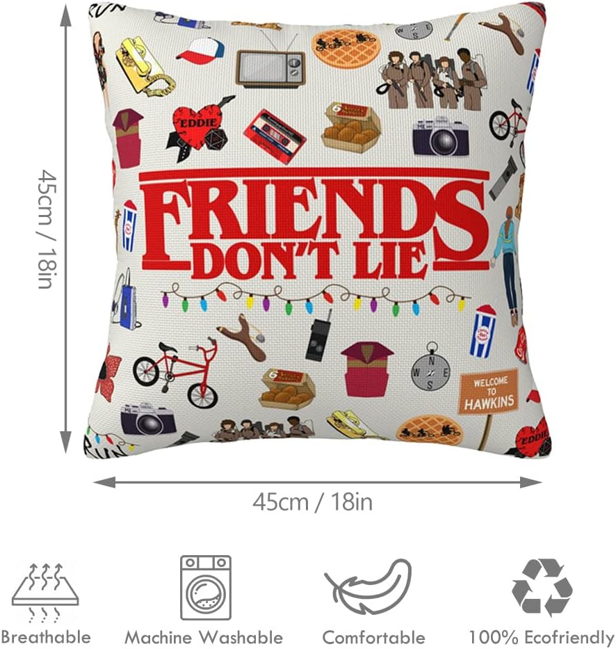2 fundas de almohada divertidas de mercancía de extrañeza, de ciencia ficción, horror, amigos, no mienten, funda de cojín cuadrada de lino del