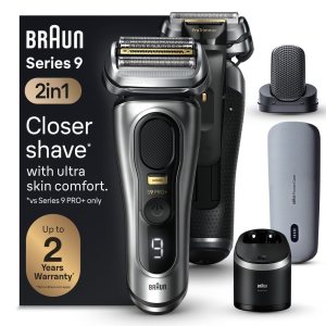 Braun Maquinilla de afeitar eléctrica Series 9 PRO+ para hombres, 5 elementos de afeitado Pro y cabezal ProComfort para preparar el afeitado, Braun Maquinilla de afeitar eléctrica Series 9 PRO+ para hombres, 5 elementos de afeitado Pro y cabezal ProComfort para preparar el afeitado,