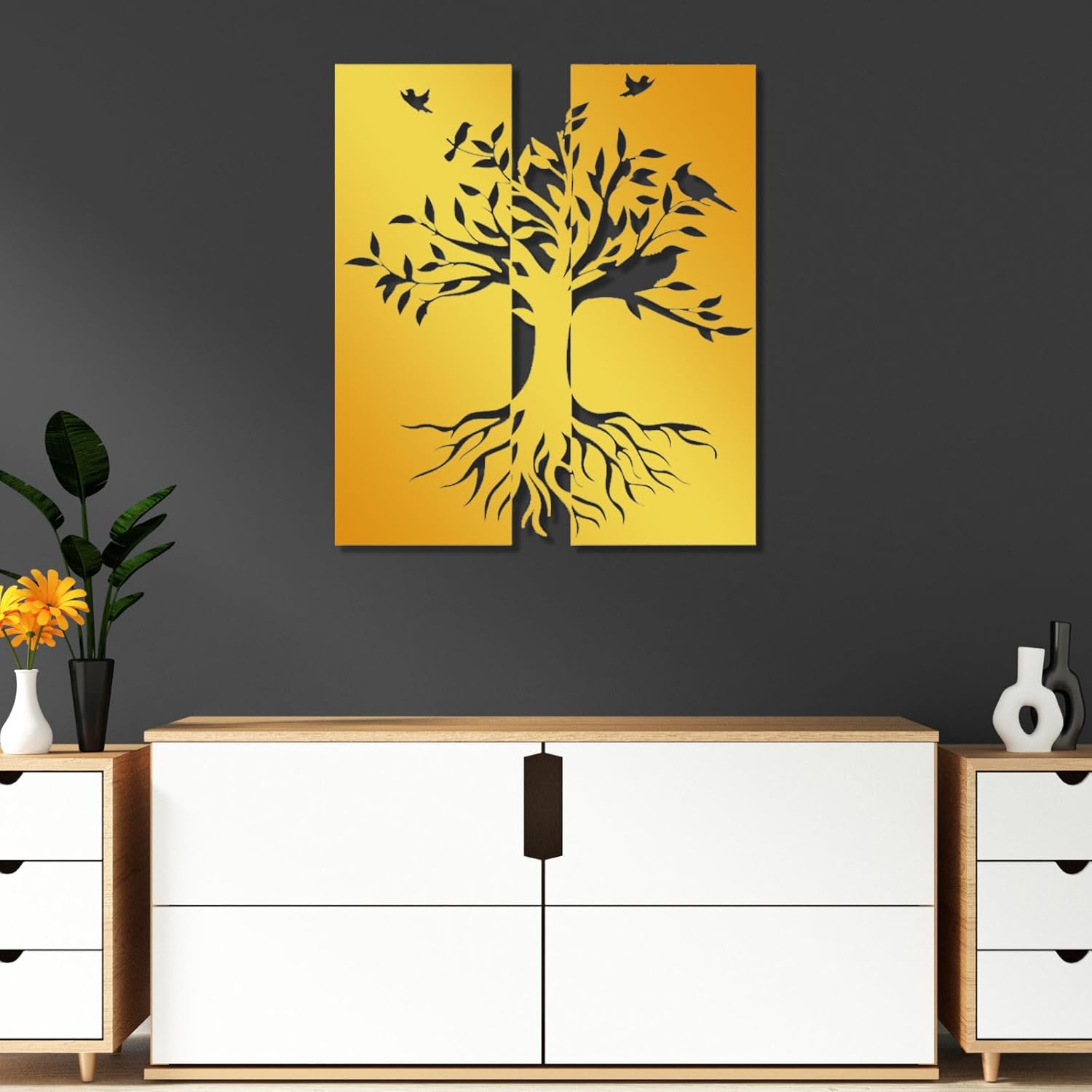 Árbol de la vida de gran tamaño, decoración de pared de metal, árbol de la vida, arte de pared de metal grande para colgar en la habitación del