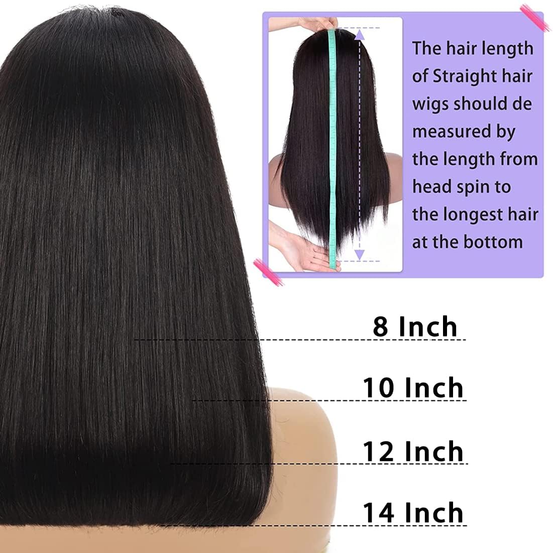 TAGUO Peluca de cabello humano Bob de 10 pulgadas, pelucas de encaje frontal de 13 x 4, peluca de encaje frontal de 180 % de densidad, pelucas de