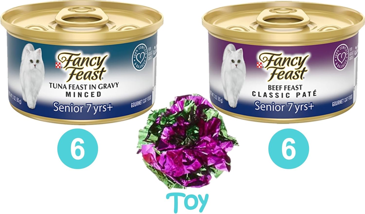 Fancy Feast – Comida húmeda para gatos mayores de 7 años, 3 onzas cada una, 12 latas de comida húmeda para gatos para gatos mayores de lujo, 6 latas