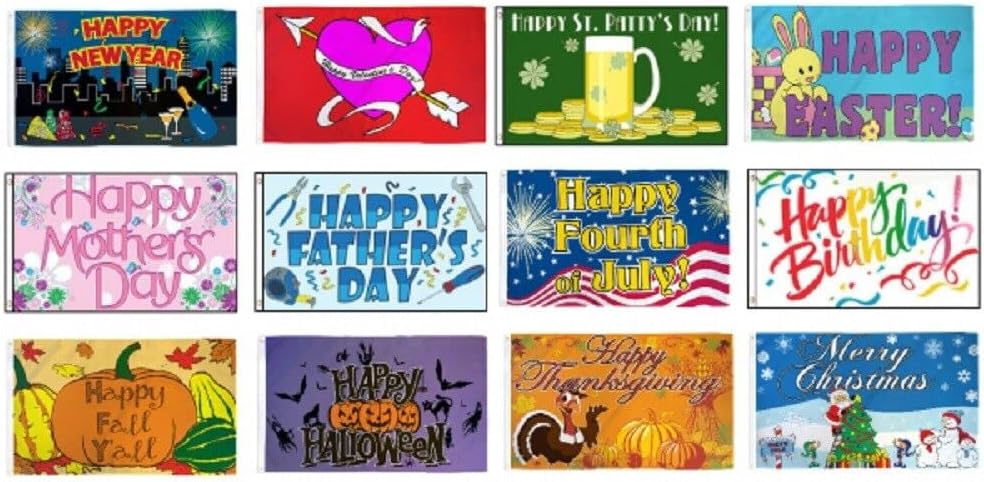 Premium Lot 12 Months of 3’x5′ Polyester Flag Set Grommets