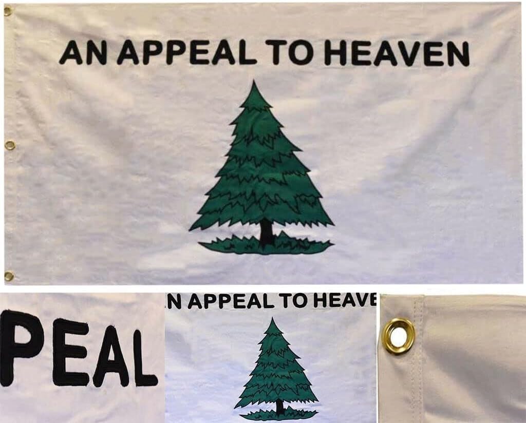 Bandera bordada de 3 x 5 pulgadas con texto en inglés “An Appeal To Heaven” (versión) 100% algodón, 3 x 5 pies