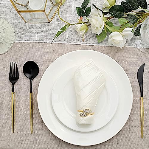 BalsaCircle – Juego de 24 cubiertos desechables de plástico negro y dorado, cuchara, tenedor y cuchillo, suministros de decoración de recepción