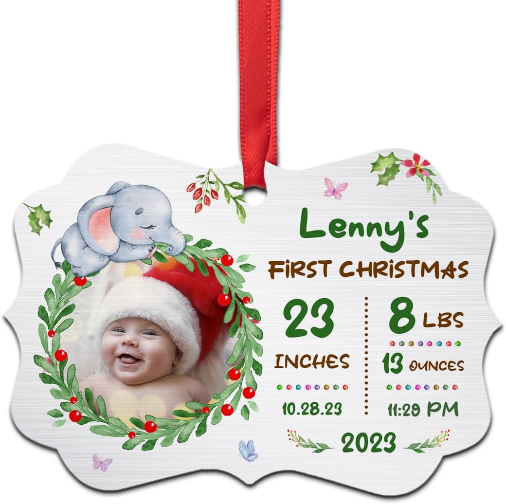 Adorno personalizado para la primera Navidad del bebé, adornos de aluminio para la primera Navidad, recuerdo, decoración de árbol de Navidad, regalos