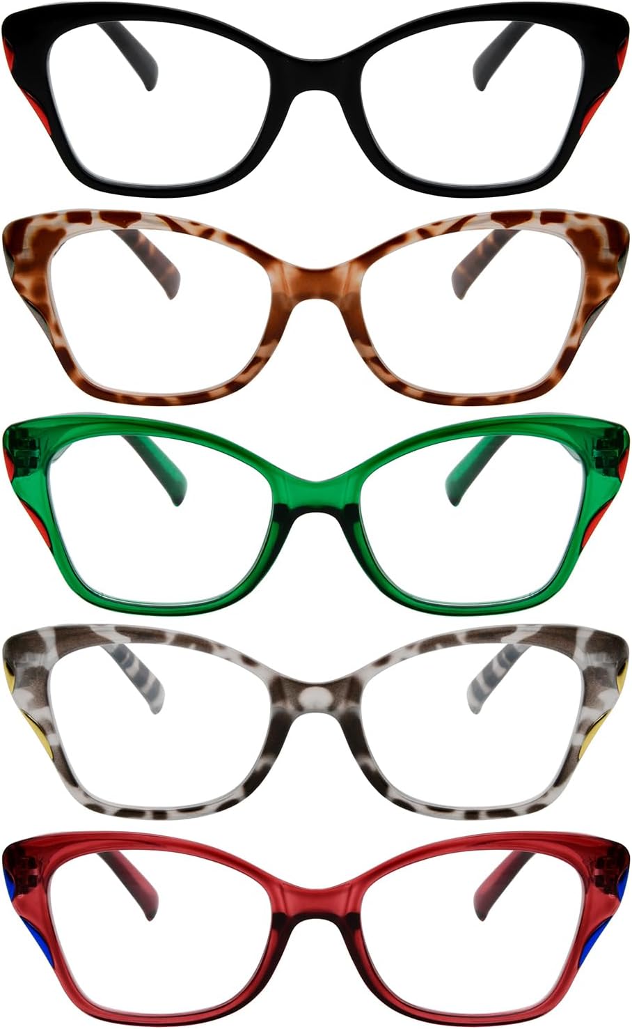 Eyekepper Paquete de 5 lentes de lectura para mujeres y lectores de ojo de gato
